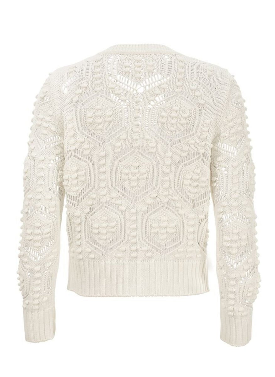 Tchibo - Women V-neck Textured Cardigan, White - Image 1