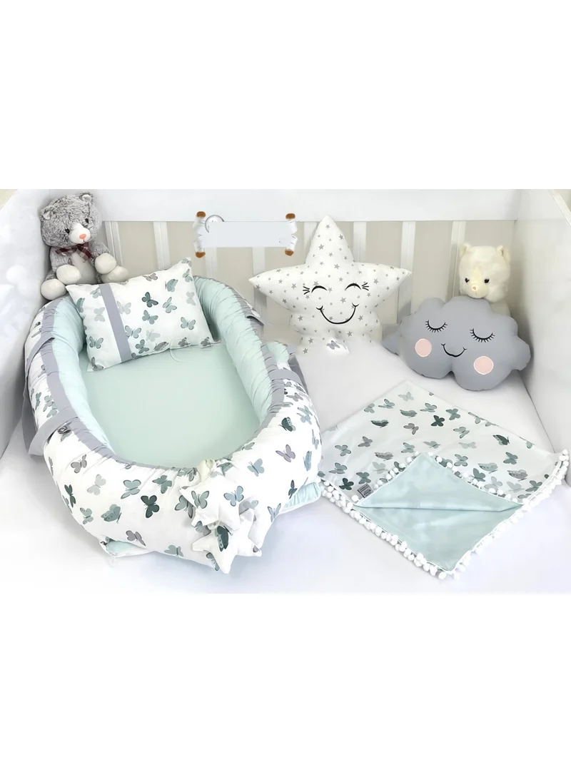 Ebabynest Butterfly Series Water Green Babynest Set V2 with Pompom