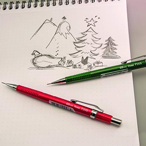 Pentel قلم رصاص ميكانيكي بنتل شارب (0.5 مم)، برميل أخضر، علبة من 12 (P205D) - Image 2
