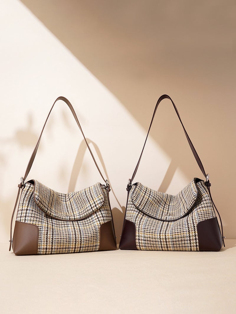 Underarm New Large Capacity Tote Bag Wool Pair Canvas With Cowhide Girl'S High-End Shoulder Bag For Women - Image 4