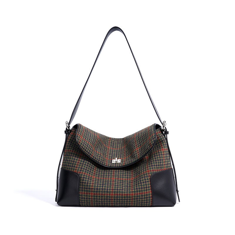 Underarm New Large Capacity Tote Bag Wool Pair Canvas With Cowhide Girl'S High-End Shoulder Bag For Women - Image 1