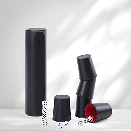 Magic Vosom Leather Dice Cup Set 5 Pieces Dice Cup25 Dice1 Folding Tray Exclusive Storage and Transport Case Made of Faux Leather with Magnetic Closure - Image 5