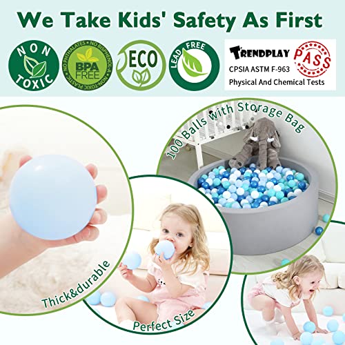 TRENDPLAY Plastic Balls for Ball Pits - Pack of 100 Hollow Balls- Safe and Exciting Playtime - Perfect for Toddler Baby Pools,Party,Festival Decoration, Pearl Blue+ Green - Image 2