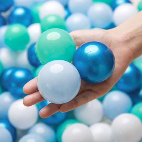TRENDPLAY Plastic Balls for Ball Pits - Pack of 100 Hollow Balls- Safe and Exciting Playtime - Perfect for Toddler Baby Pools,Party,Festival Decoration, Pearl Blue+ Green - Image 3