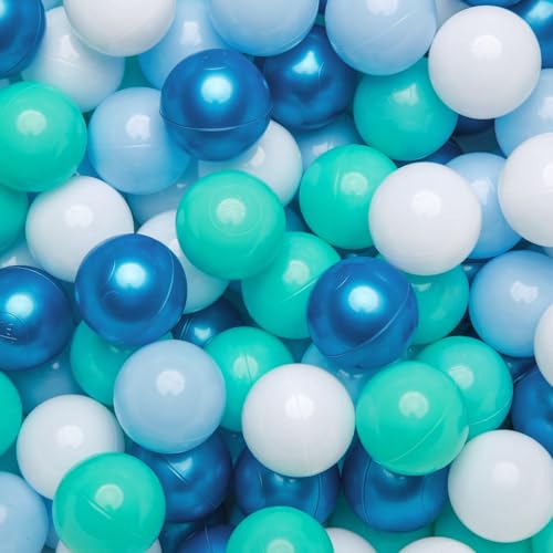 TRENDPLAY Plastic Balls for Ball Pits - Pack of 100 Hollow Balls- Safe and Exciting Playtime - Perfect for Toddler Baby Pools,Party,Festival Decoration, Pearl Blue+ Green - Image 1