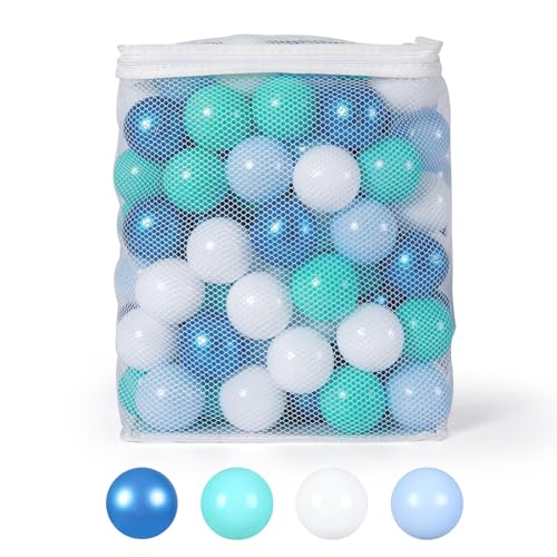 TRENDPLAY Plastic Balls for Ball Pits - Pack of 100 Hollow Balls- Safe and Exciting Playtime - Perfect for Toddler Baby Pools,Party,Festival Decoration, Pearl Blue+ Green - Image 5