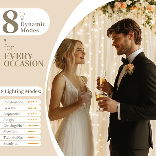 Patioman 10x10ft Ivory Tulle Backdrop Curtain with String Lights, Wrinkle-Free Sheer Wedding Backdrop for Birthday Parties, Baby Showers, Bridal Showers, Photo Shoots and Home Decorations, Ivory - Image 4