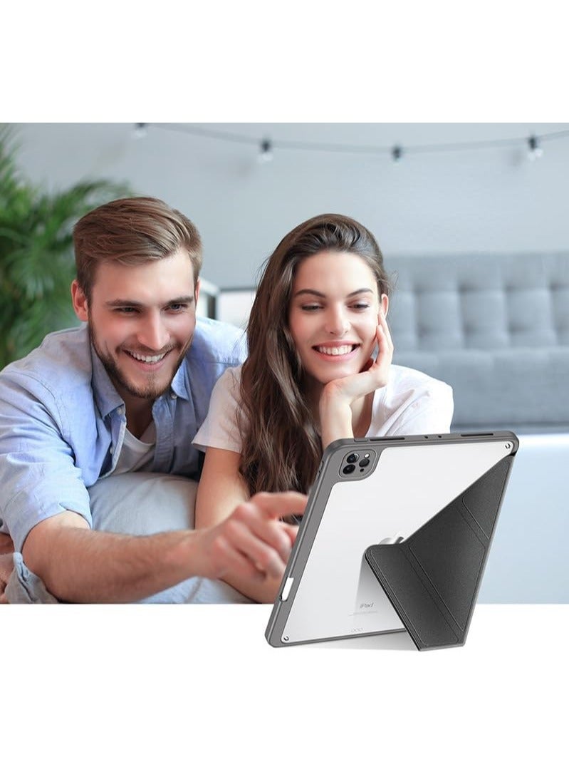 general Transparent Back Case for iPad Pro 13 (2024, 7th Generation) Tablet,Smart Magnetic Flip Stand Soft TPU Back Cover With Pencil Holder  Auto Sleep Wake for iPad Pro 13 Inch - Image 5