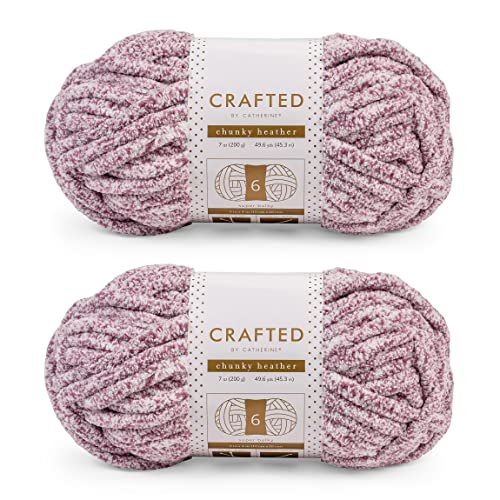Crafted By Catherine Chunky Heather Solid Yarn - 2 Pack (49 Yards Each Skein), Purple, Gauge 6 Super Bulky - Image 1