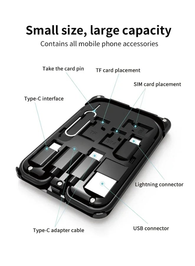 9-in-1 Fast Wireless Charger Stand with Multi-pin Cable Adapter, SIM Card Slot and Storage Box for Apple and Samsung Charging - Image 4