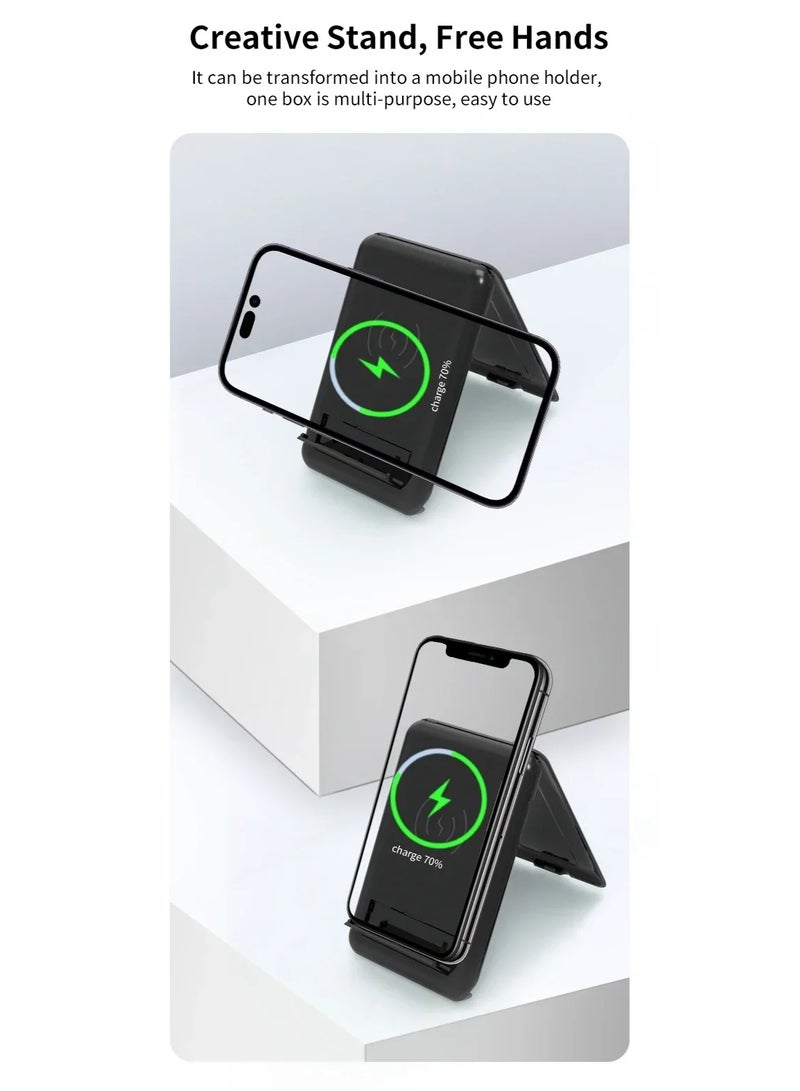 9-in-1 Fast Wireless Charger Stand with Multi-pin Cable Adapter, SIM Card Slot and Storage Box for Apple and Samsung Charging - Image 2
