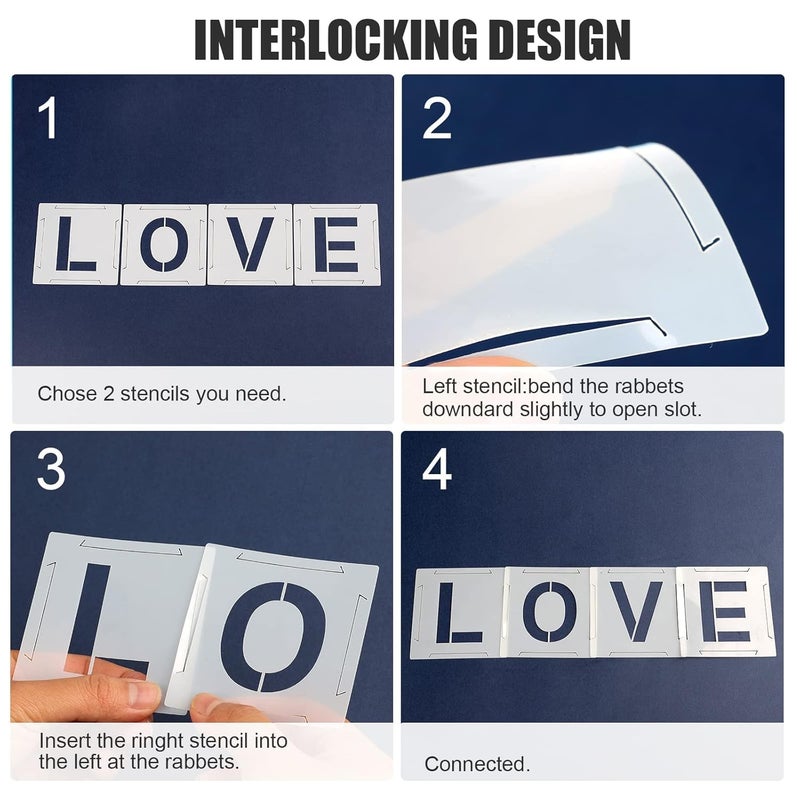 Devasya Crafts 2 Inch Le tencils, 42 Pcs Reusable Plastic Alphabet Templates Rock, Glass, Signage, DIY Art Projects (2 Inch) - Image 4