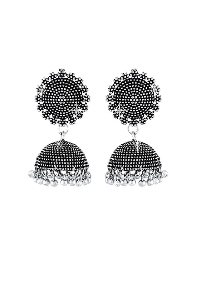 YELLOW CHIMES - German Silver Oxidized Latest Fashion Pendant Necklace With Earrings Traditional Jewelery Set For Women And Girls Charm Pendant 1 - Image 1