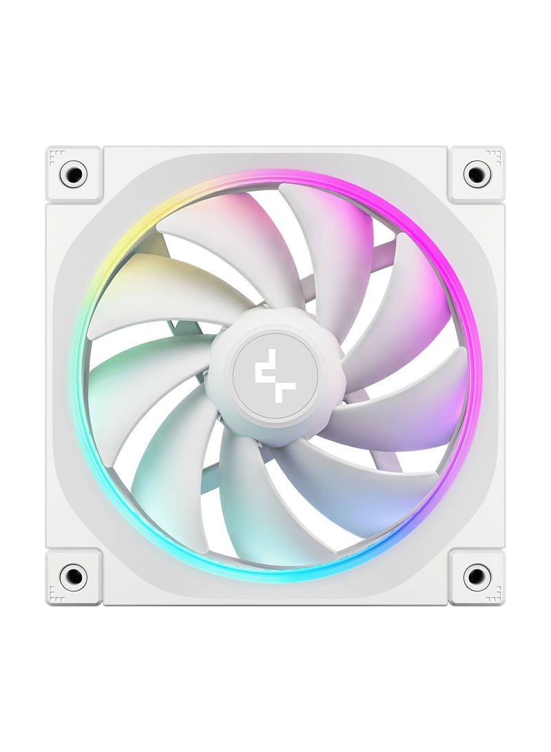 DEEPCOOL FL12 120mm Case Fans, 2150 RPM Fan Speed, 55 CFM Fan Airflow, Fluid Dynamic Bearing Type, 4-Pin PWM Fan Connector, Addressable RGB LED, Single Pack, R-FL12-WHAPN1-G  - Image 2