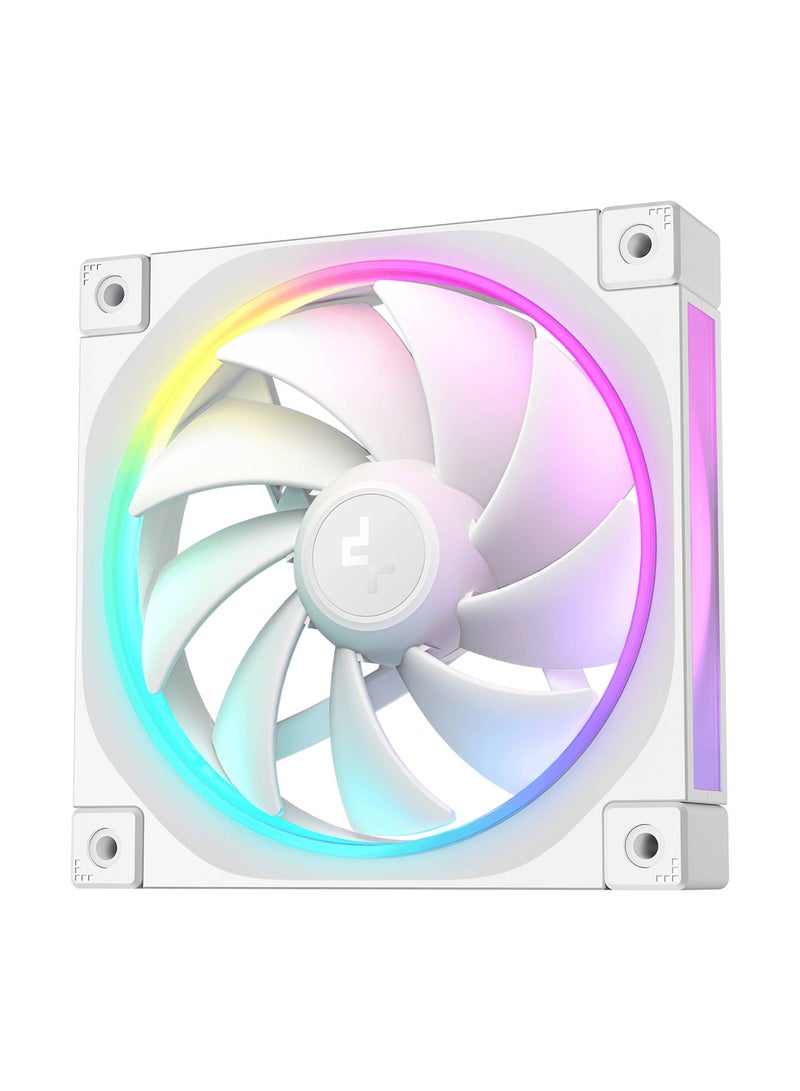 DEEPCOOL FL12 120mm Case Fans, 2150 RPM Fan Speed, 55 CFM Fan Airflow, Fluid Dynamic Bearing Type, 4-Pin PWM Fan Connector, Addressable RGB LED, Single Pack, R-FL12-WHAPN1-G  - Image 1