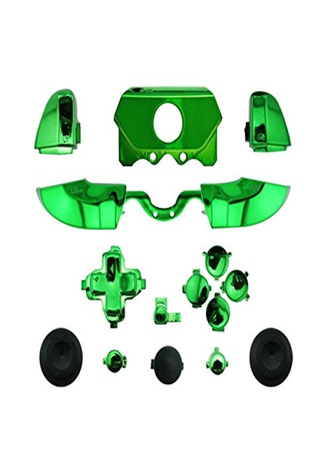 WPS Chrome ABXY Dpad Triggers Full Buttons Set Mod Kits for 1697 1698 Xbox One/Elite Controller (3.5mm Port) with Screwdriver (Torx T6 T8) Set (Chrome Green) - Image 1