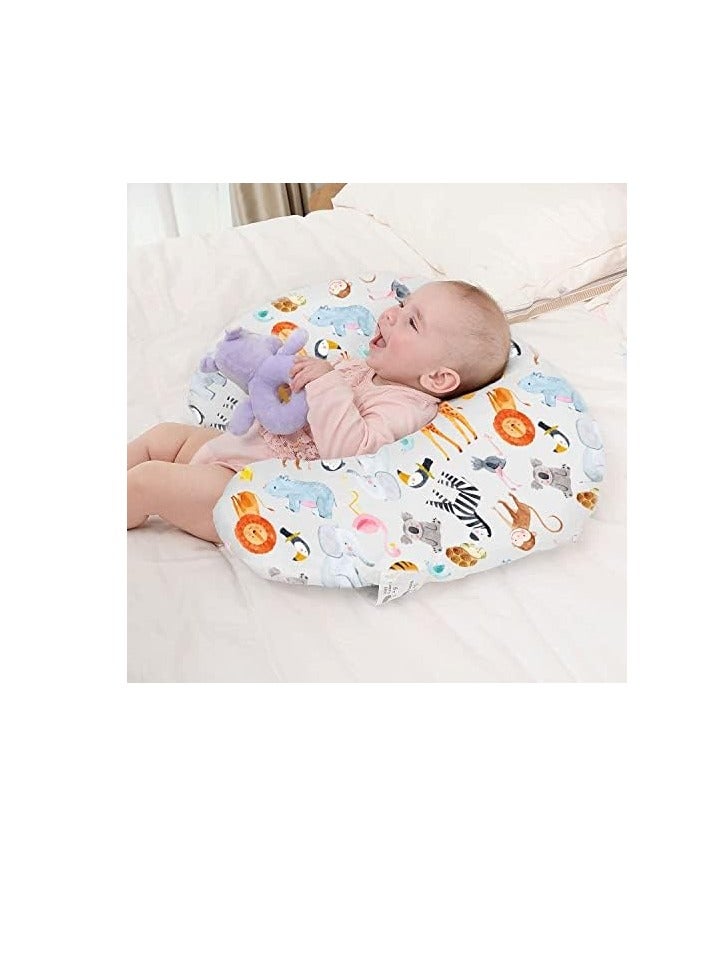 Feeding Pillow Removable Cover, Cotton Nursing Pillow And Positioner, Breastfeeding, Bottle Feeding, Baby Support - Wild Animals Pattern  - Image 2