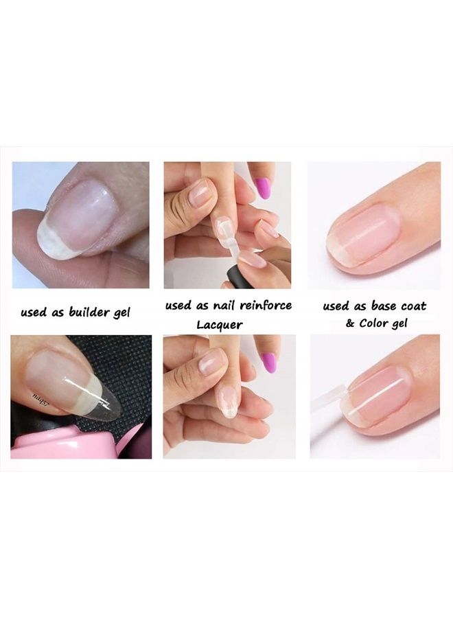 AIMEILI Nude Pink Builder Base Gel for Nails, No Need Slip Solution Builder Extension, Soak Off Milky Pink Gel Nail Polish 6pcs X 10ml - Kit Set 37 - Image 3