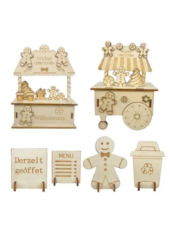 Christmas Gingerbread Man Gnome Miniature Accessory Set For Dollhouse DIY Decor - Image 2
