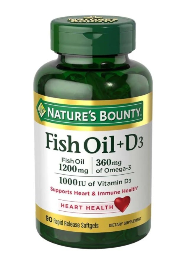 general Natures Bounty Fish Oil 1200mg + D3 1000IU 90 Softgel - Image 1