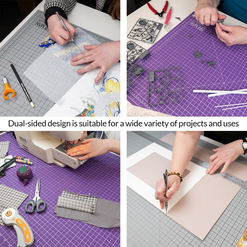 Breman Precision 18x24 Inch Self Healing Cutting Mat â€“ 2-Sided 5-Ply PVC Purple/Gray Cutting Mats for Crafts, Sewing, Quilting & DIY Projects with Durable Non-Slip Surface and Precise Grid Lines - Image 4