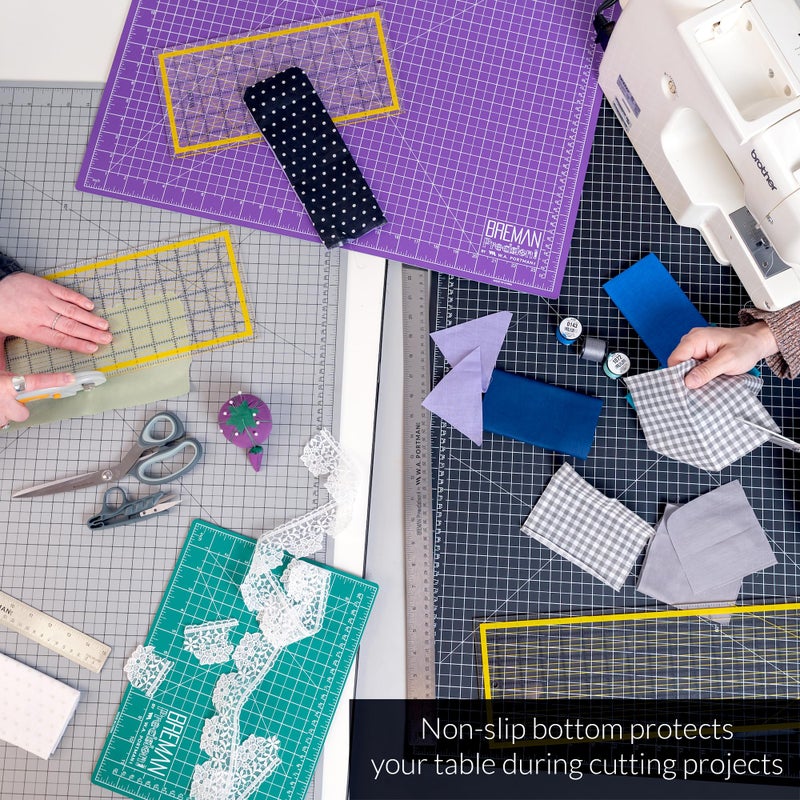Breman Precision 18x24 Inch Self Healing Cutting Mat â€“ 2-Sided 5-Ply PVC Purple/Gray Cutting Mats for Crafts, Sewing, Quilting & DIY Projects with Durable Non-Slip Surface and Precise Grid Lines - Image 3