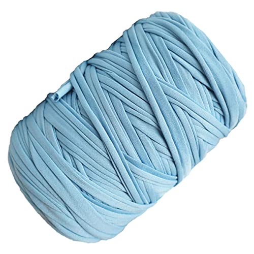 TShirt Yarn 130 Yards Knitting Yarn Fabric Crochet Cloth Solid Color Tshirt Yarn for Crocheting Beginners DIY Hand Craft Bag Blanket Cushion Projects Sky Blue