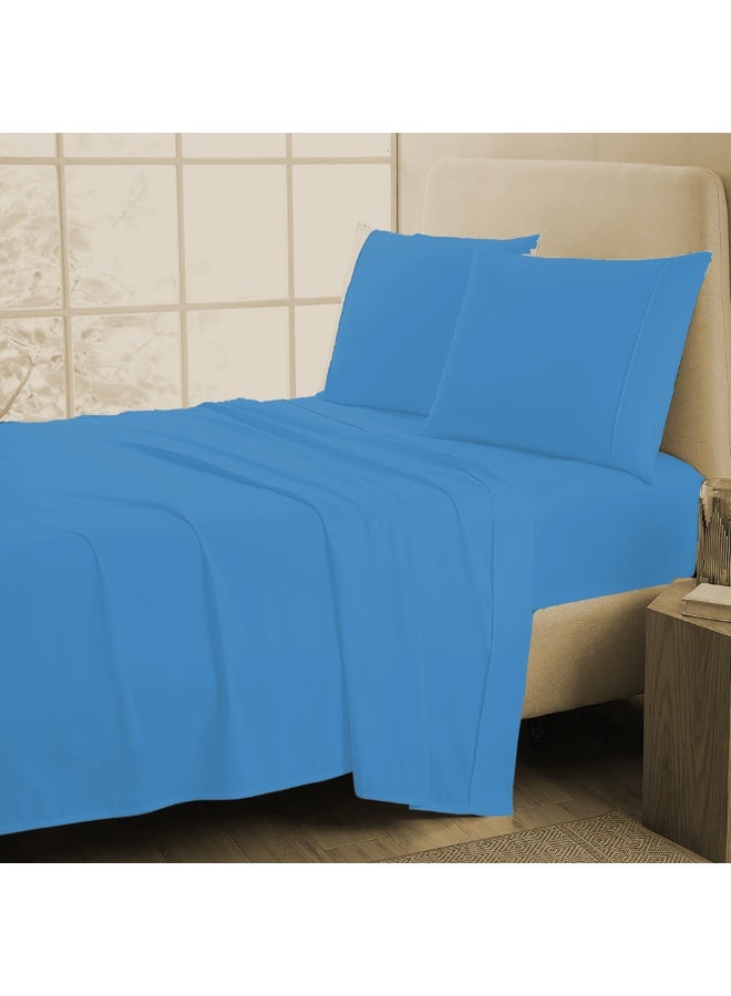 Lavish Touch Cotton TriBlend 1250 TC Fitted Sheet King Aqua Blue - Image 2