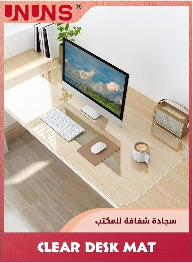 UNUNS Clear Desk Mat,Non-Slip PVC Pad,Desk Protector Mat with Round Edge,Heat Resistant Waterproof Writing Table for Home and Office,40x100cm  - Image 1