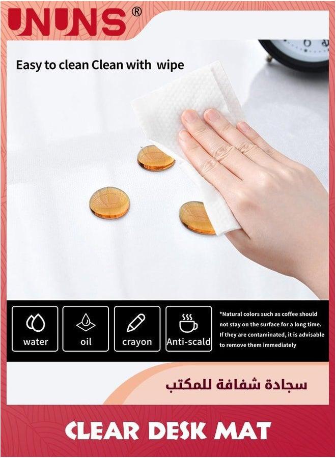 UNUNS Clear Desk Mat,Non-Slip PVC Pad,Desk Protector Mat with Round Edge,Heat Resistant Waterproof Writing Table for Home and Office,40x100cm  - Image 2