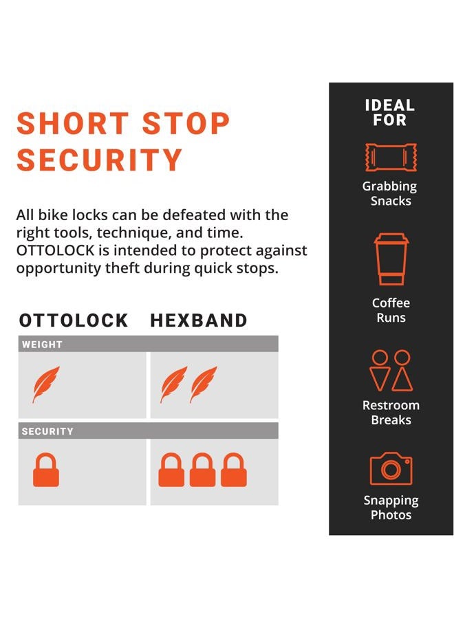 OTTOLOCK Steel & Kevlar Combination Bike Lock | Lightweight, Compact, Durable Design | Ideal for Serious Road Cyclists (OTTO Orange, 18 inch) - Image 3
