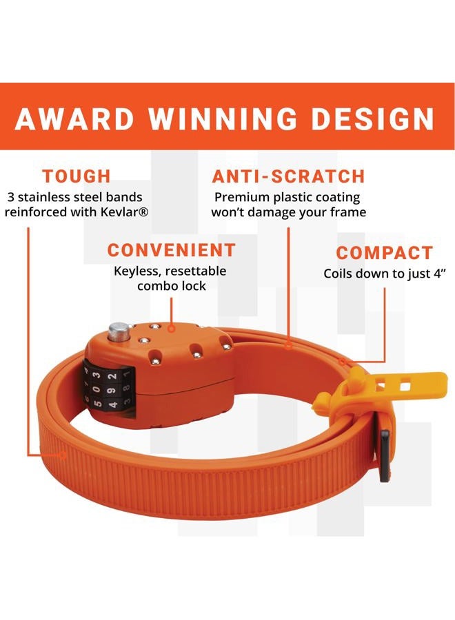 OTTOLOCK Steel & Kevlar Combination Bike Lock | Lightweight, Compact, Durable Design | Ideal for Serious Road Cyclists (OTTO Orange, 18 inch) - Image 4