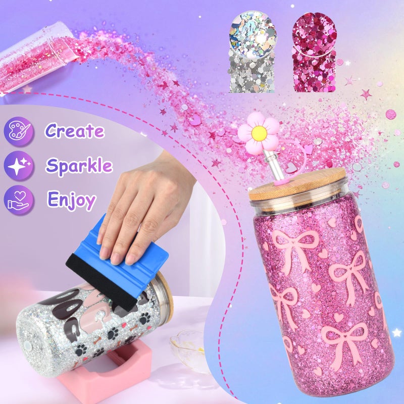 kiddgroo Snow Globe Tumbler Supplies â€“ 11 Pcs DIY Glitter Snowglobe Tumbler Craft Supplies Starter Kit, Accessories Only (Cup Not Included) - Image 3
