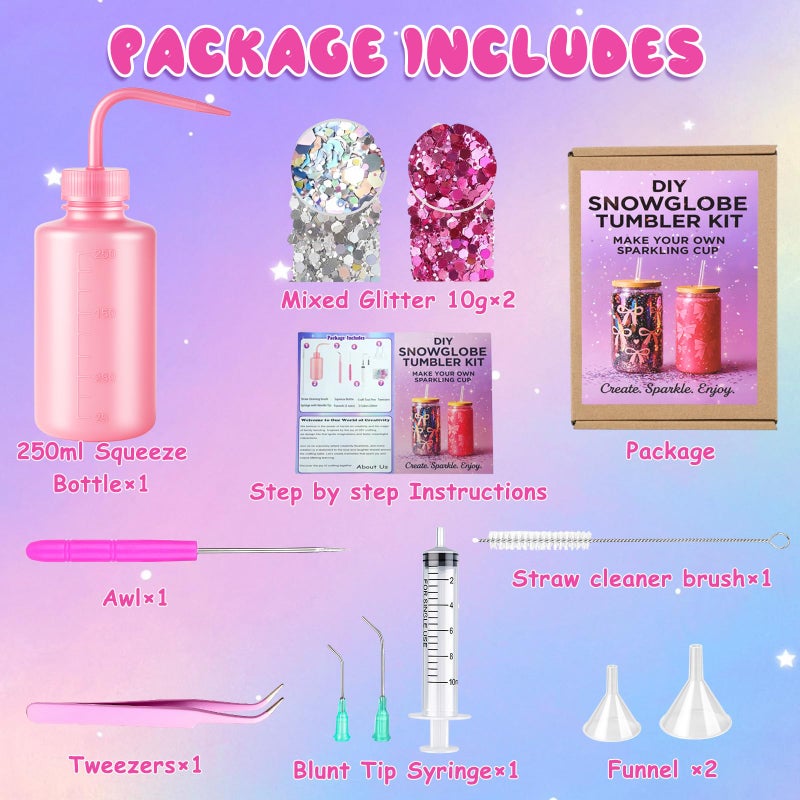 kiddgroo Snow Globe Tumbler Supplies â€“ 11 Pcs DIY Glitter Snowglobe Tumbler Craft Supplies Starter Kit, Accessories Only (Cup Not Included) - Image 4