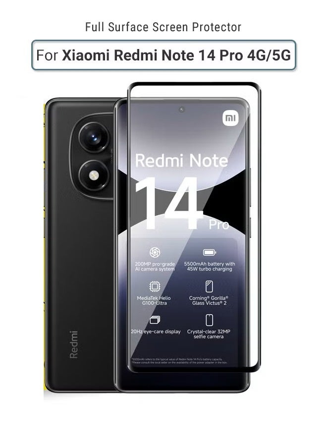 واقي شاشة زجاجي مقوى عالي الدقة لهاتف Xiaomi Redmi Note 14 Pro، مقاوم للخدوش، مضاد لبصمات الأصابع، خالٍ من الفقاعات، متوافق مع الجرابات، فيلم زجاجي مقوى 9H لهاتف Xiaomi Redmi Note 14 Pro 6.67 بوصة 2024.