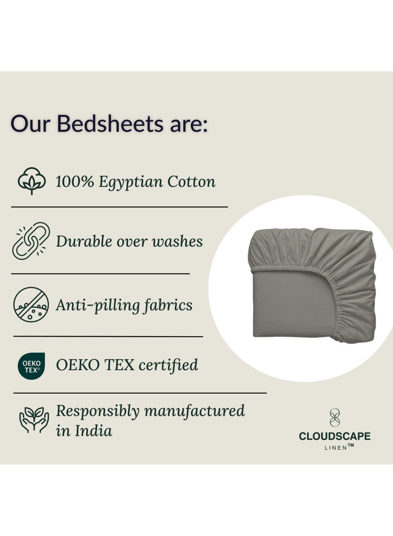 كلاود سكيب لينين Cloud Scape Linen 600 Thread Count Egyptian Cotton Fitted Sheet ( King, Charcoal) - Image 4