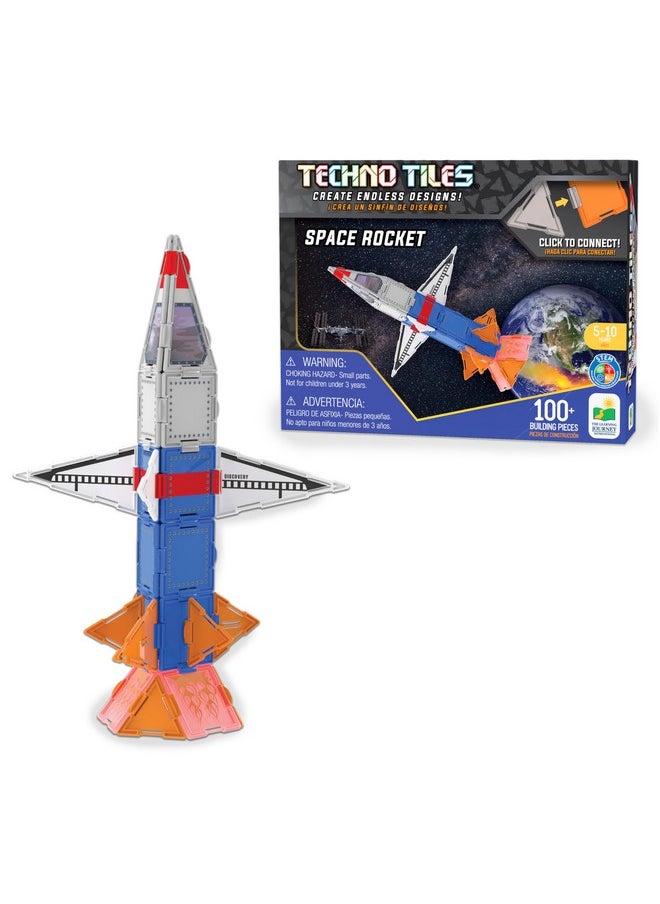 THE LEARNING JOURNEY The Learning Journey Techno Tiles - Space Rocket - Construction Project with 100+ Building Pieces - STEM Projects for Kids Ages 5-10 - Engineering Activity for Girls & Boys  - Image 1