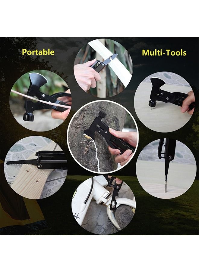 GROIC Multifunctional Camping Hammer Axe Hiking Emergency Survival Multitool 16 in 1 with Folding Mini Knife Saw Screwdrivers Hatchet Plier  - Image 3