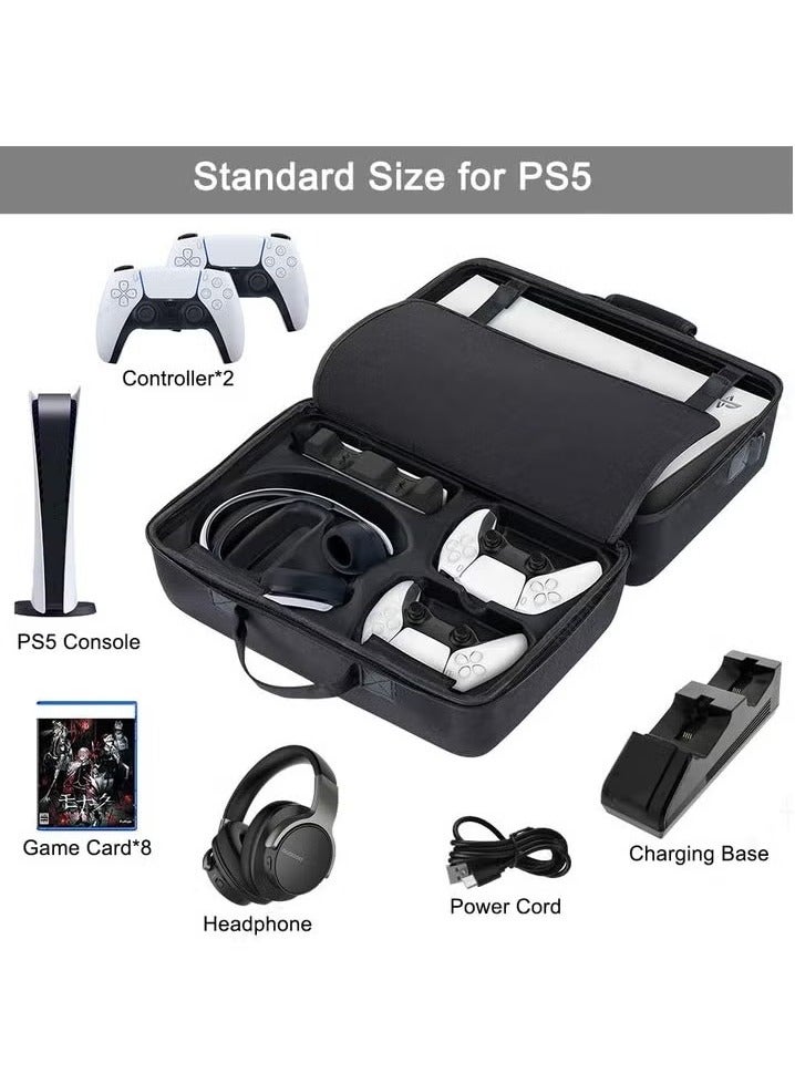 شو وو حقيبة حمل PS5، حقيبة تخزين للألعاب PS5، حقيبة سفر متوافقة مع جهاز PlayStation 5 (النسخة القرصية)، محمولة، مع إمكانية تعليقها عبر الجسم أو على حقيبة السفر، متينة، مقاومة للماء، سعة كبيرة - باللون الأسود. - Image 2