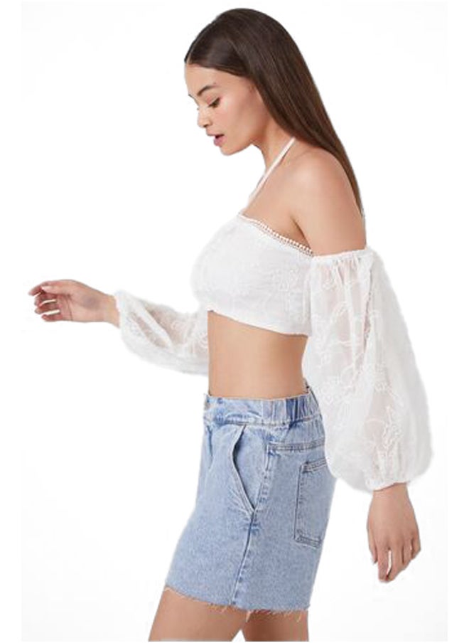 FOREVER 21 - Off-the-Shoulder Halter Crop Top - Image 1