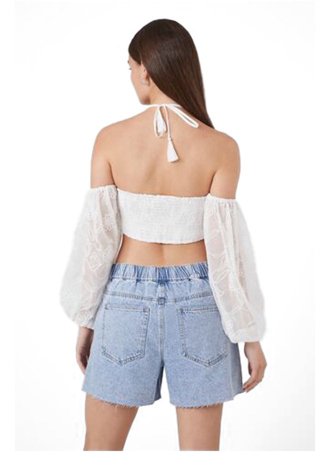 FOREVER 21 - Off-the-Shoulder Halter Crop Top - Image 1