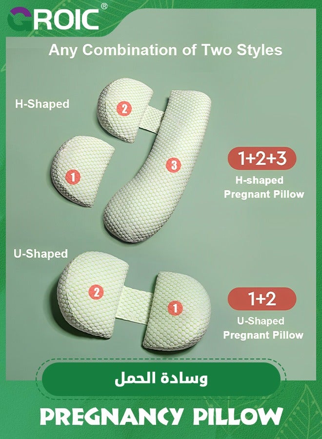 GROIC Pregnancy Pillow for Pregnant,Soft Pregnancy Body Pillow,Support for Back, Legs,Maternity Pillow with Detachable and Adjustable Pillow Cover,Pregnancy Body Pillow Support - Image 2