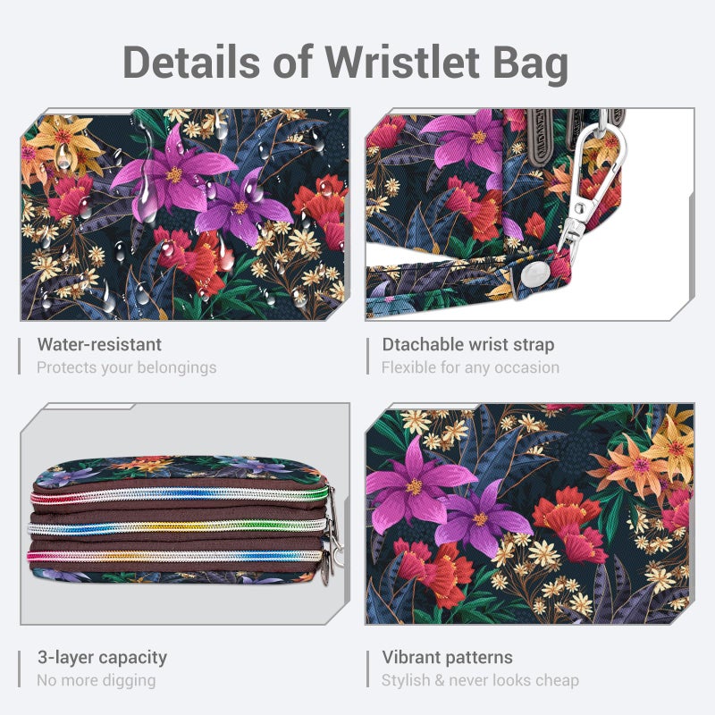 YINHEXI Wristlet Wallets for Women, Large Capacity Quilted Travel Bag Wallet with Strap, 3 Zippers Cell Phone Bag Purse (YA-010) - Image 5