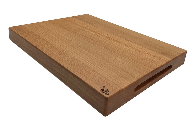 EFO Wooden Chopping Board 40x30x4 cm  Cutting Board with Rounded Edges Made of Beechwood  Kitchen Block for Serving Slicing and Dicing  Bread Board with Practical Handles  Natural Finish