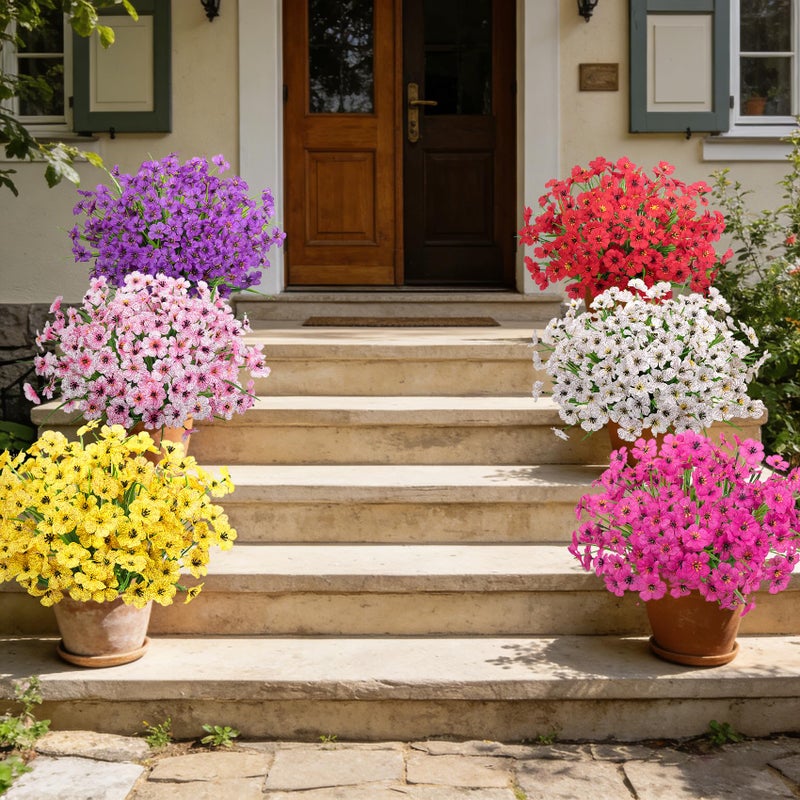Roberly 24 Bundles Artificial Flowers for Outdoors UV Resistant Silk Fake Flowers Faux Plastic Plants for Porch Garden Window Box Indoor Outdoor Spring Summer Home Farmhouse Decor, Multicolor - Image 3