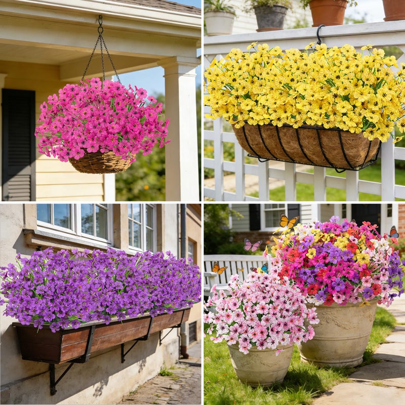 Roberly 24 Bundles Artificial Flowers for Outdoors UV Resistant Silk Fake Flowers Faux Plastic Plants for Porch Garden Window Box Indoor Outdoor Spring Summer Home Farmhouse Decor, Multicolor - Image 4