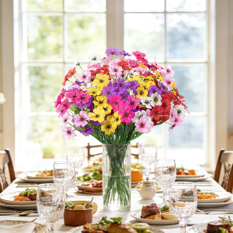 Roberly 24 Bundles Artificial Flowers for Outdoors UV Resistant Silk Fake Flowers Faux Plastic Plants for Porch Garden Window Box Indoor Outdoor Spring Summer Home Farmhouse Decor, Multicolor - Image 5