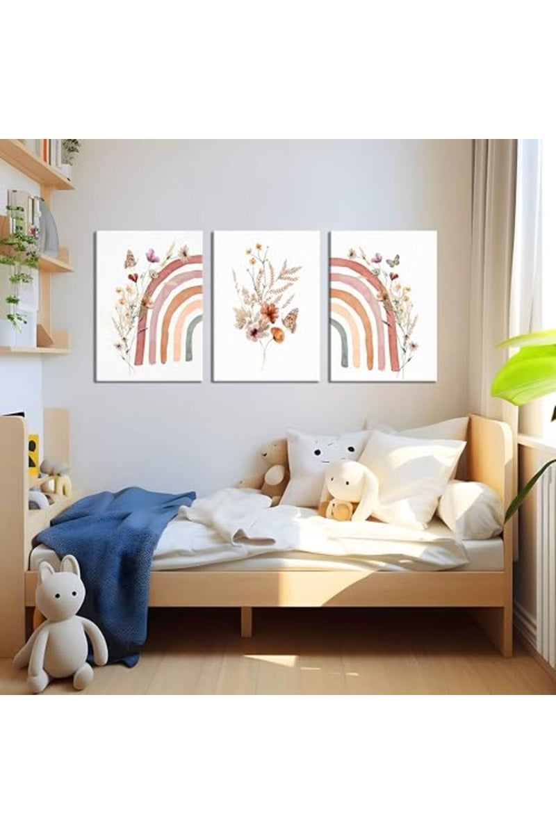 AKWISH طقم لوحات قماشية مؤطرة من AKWISH 3 قطع بتصميم قوس قزح بوهيمي - Image 3