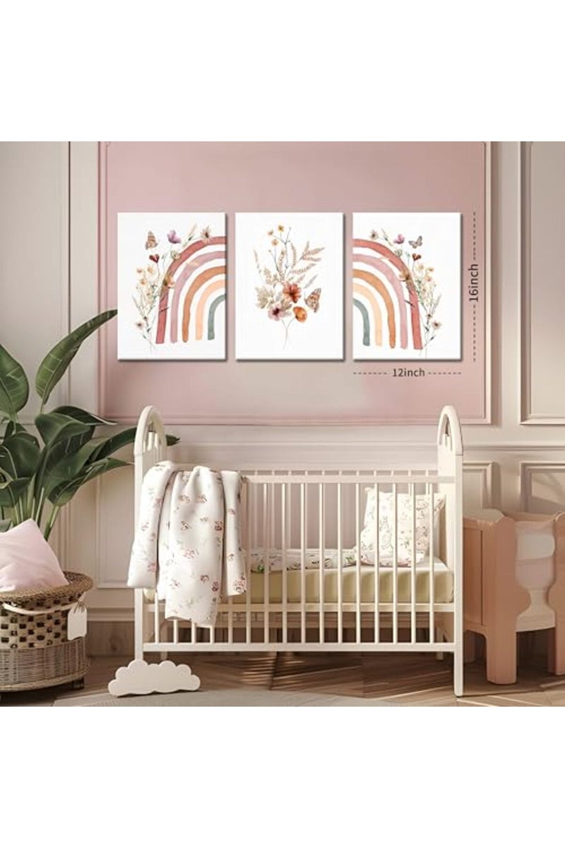 AKWISH طقم لوحات قماشية مؤطرة من AKWISH 3 قطع بتصميم قوس قزح بوهيمي - Image 5