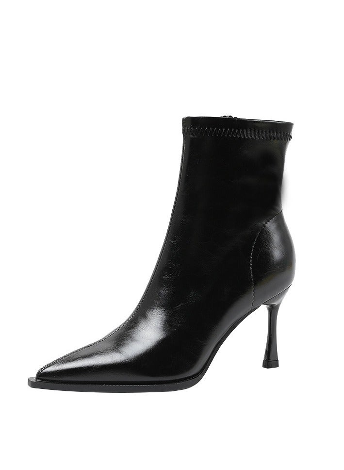 Loquat Spring And Autumn New Women's Velvet Pointed Elastic Boots - Image 3